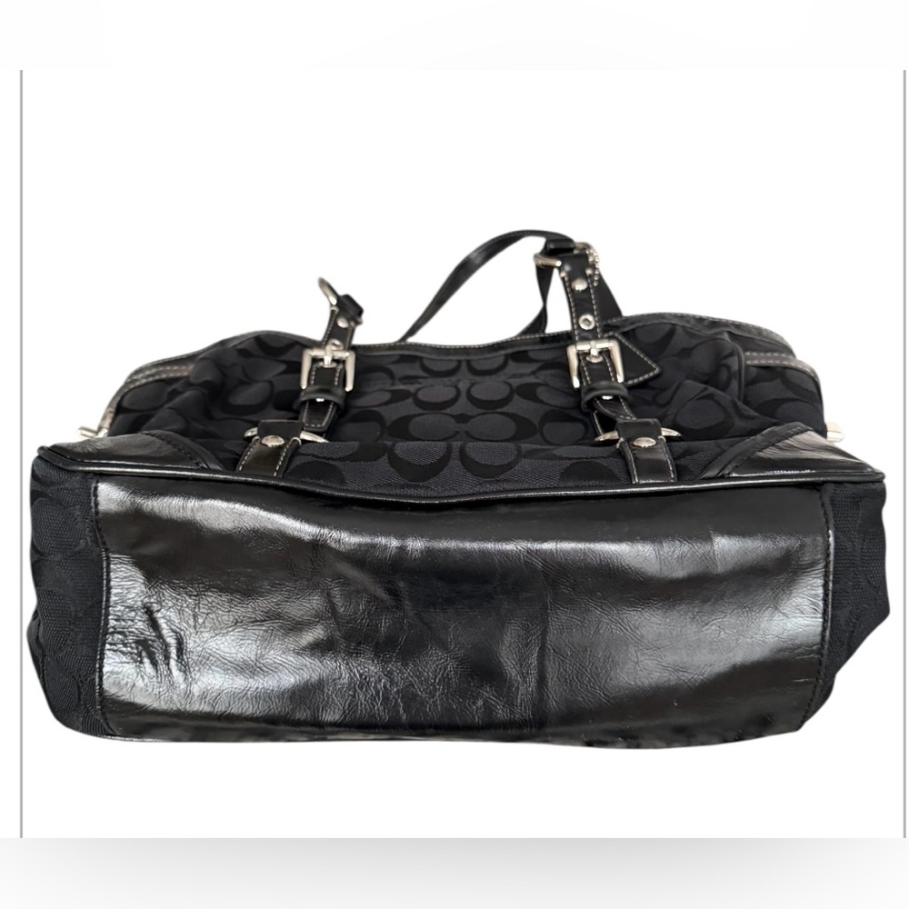 Vintage Coach F17386 Signature leather & canvas shoulder bag with double straps - Picture 3 of 14